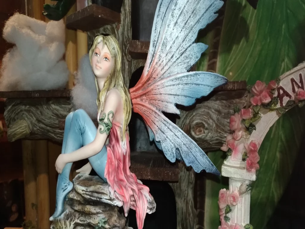 Collectible fairy for sale at the Fantassia amusement park shop