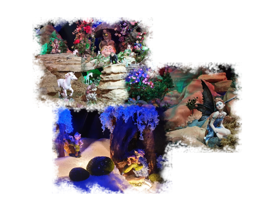 Patchwork fée, korrigans, licorne de l'attraction Gulliver, parc Fantassia