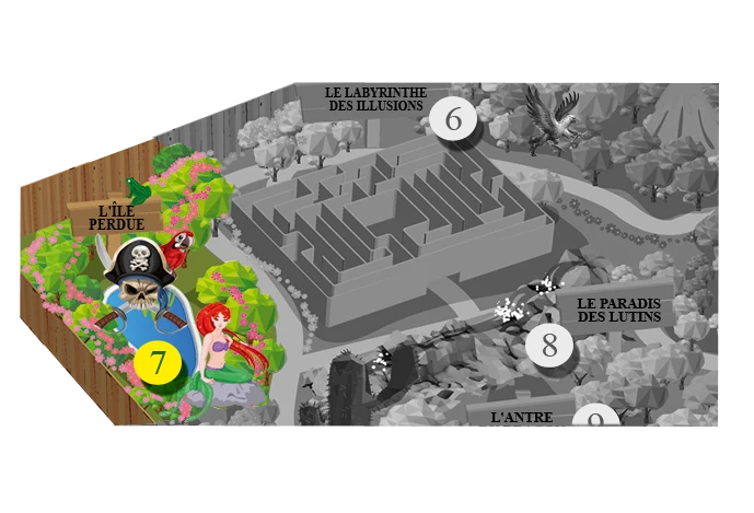 Location map of the lost island attraction, Fantassia leisure park