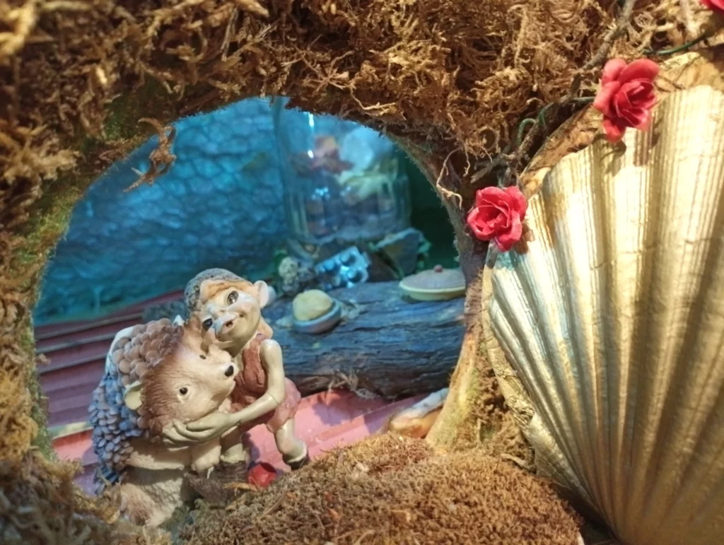 Elf and hedgehog at the Fantassia small world attraction